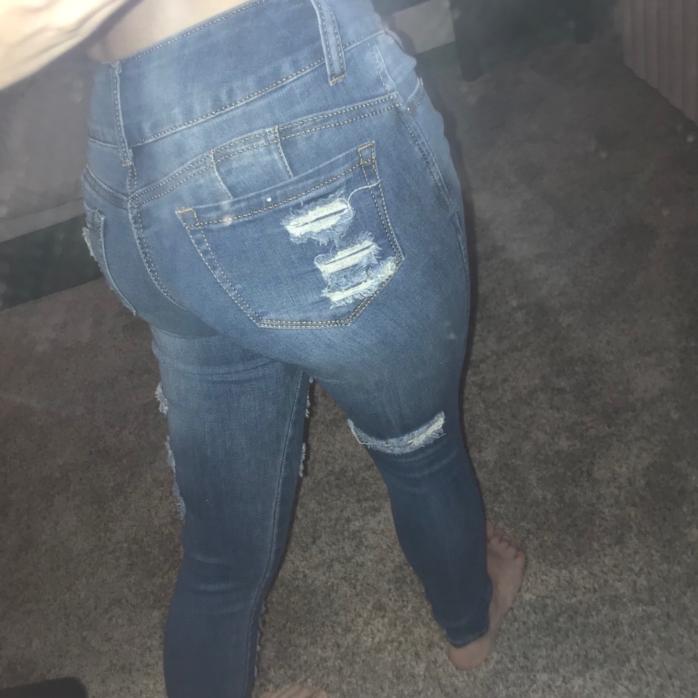 Blue ripped jeans
